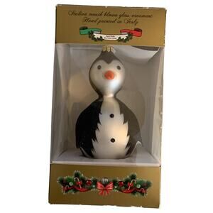 Vintage Blown Glass PENGUIN Jumbo Figurine Christmas Ornament Italy Handmade 6"